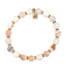Load image into Gallery viewer, Gold Empowered Elegance Collection- White Natural Agate Gemstone Bracelet
