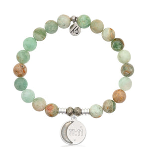 Green Quartz Gemstone Bracelet with 11:11 Sterling Silver Charm