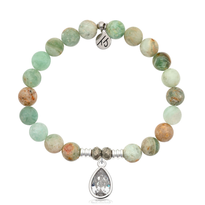 Green Quartz Gemstone Bracelet with Inner Beauty Sterling Silver Charm