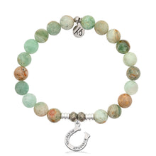 Load image into Gallery viewer, Green Quartz Gemstone Bracelet with Lucky Horseshoe CZ Sterling Silver Charm
