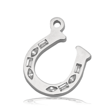Load image into Gallery viewer, Green Quartz Gemstone Bracelet with Lucky Horseshoe CZ Sterling Silver Charm
