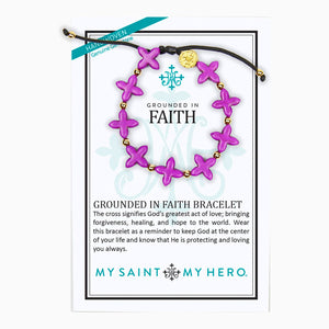 Grounded in Faith Beaded Cross Bracelet - Gold
