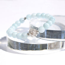Load image into Gallery viewer, Hydrangea Collection- Light Blue Quartz Bracelet with Sterling Silver Hydrangea Bead
