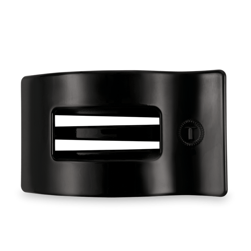 Jet Black Large Flat Rectangle Hair Clip