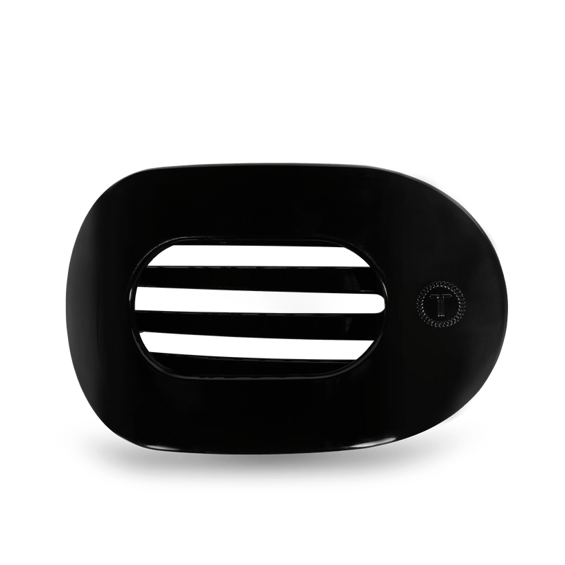 Jet Black Large Flat Round Hair Clip