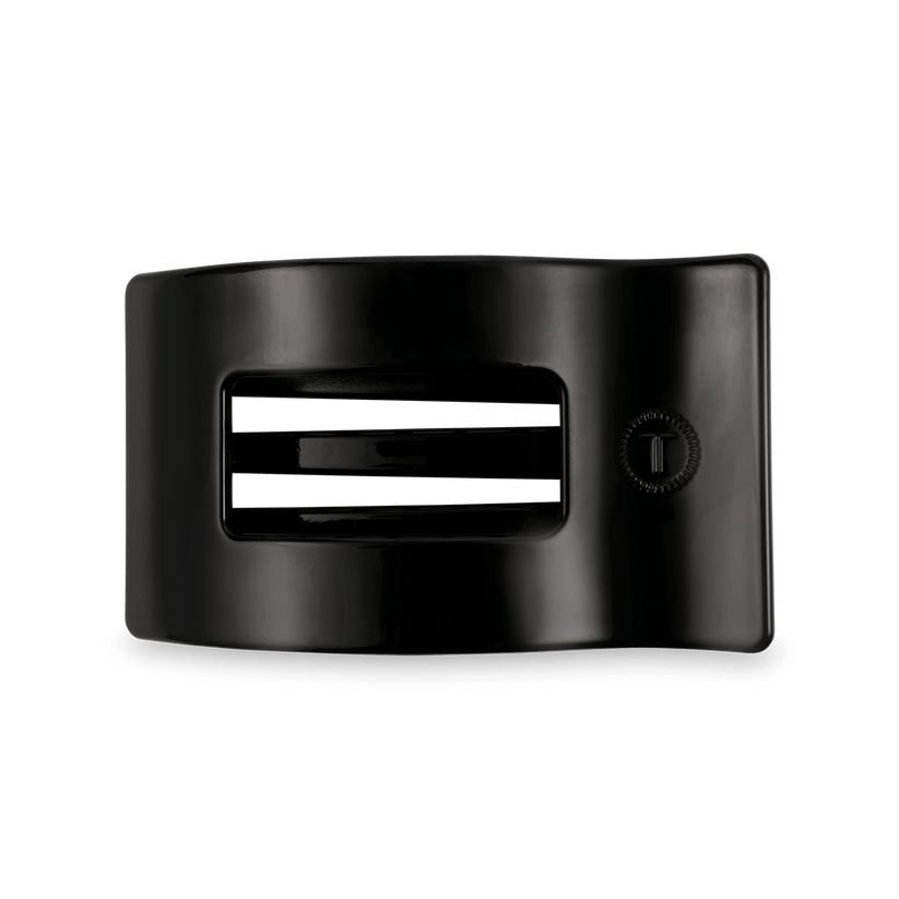 Jet Black Medium Flat Rectangle Hair Clip