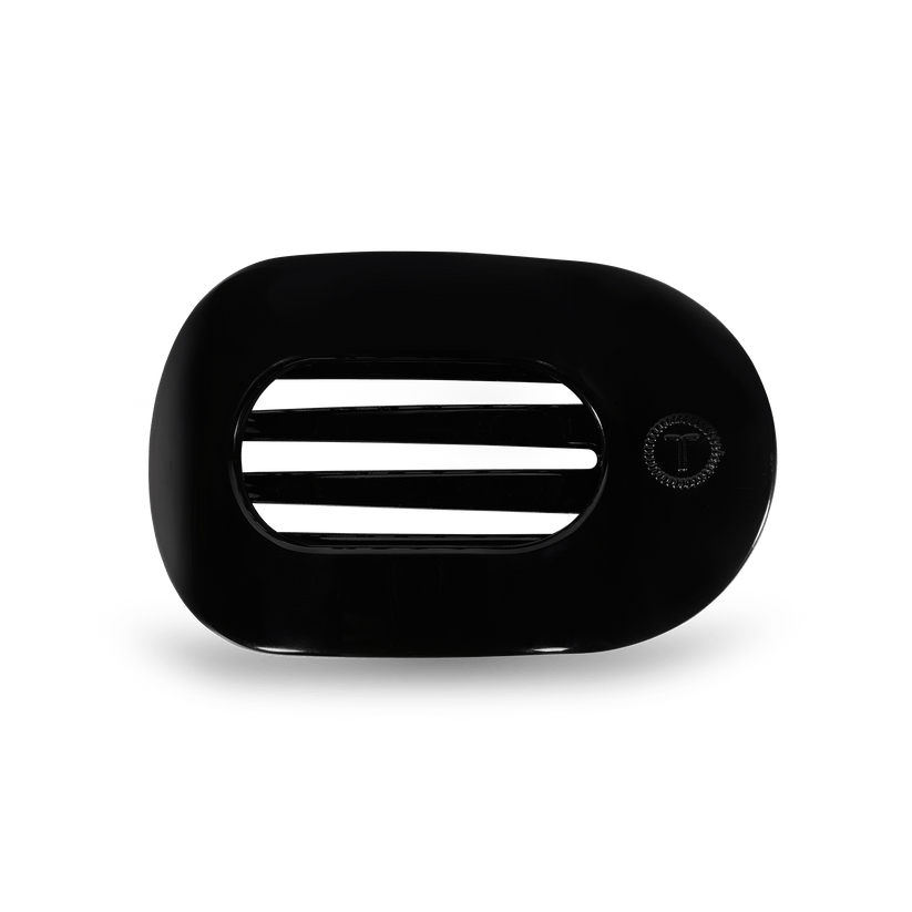 Jet Black Medium Flat Round Hair Clip
