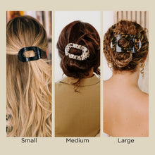 Load image into Gallery viewer, Jet Black Medium Flat Round Hair Clip
