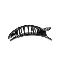 Load image into Gallery viewer, Jet Black Quilted Medium Flat Round Hair Clip
