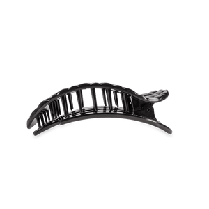 Jet Black Quilted Medium Flat Round Hair Clip