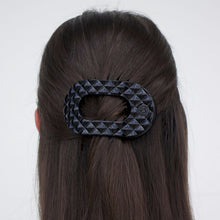 Load image into Gallery viewer, Jet Black Quilted Medium Flat Round Hair Clip
