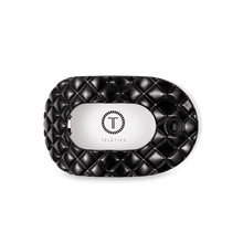 Load image into Gallery viewer, Jet Black Quilted Medium Flat Round Hair Clip
