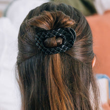 Load image into Gallery viewer, Jet Black Quilted Small Flat Round Hair Clip
