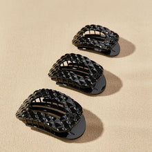 Load image into Gallery viewer, Jet Black Quilted Small Flat Round Hair Clip
