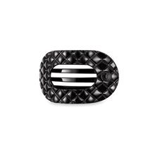 Load image into Gallery viewer, Jet Black Quilted Small Flat Round Hair Clip
