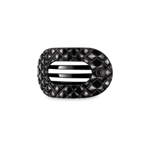Jet Black Quilted Small Flat Round Hair Clip