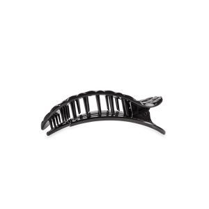 Jet Black Quilted Small Flat Round Hair Clip