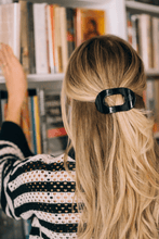 Load image into Gallery viewer, Jet Black Small Flat Round Hair Clip
