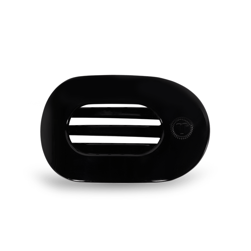 Jet Black Small Flat Round Hair Clip