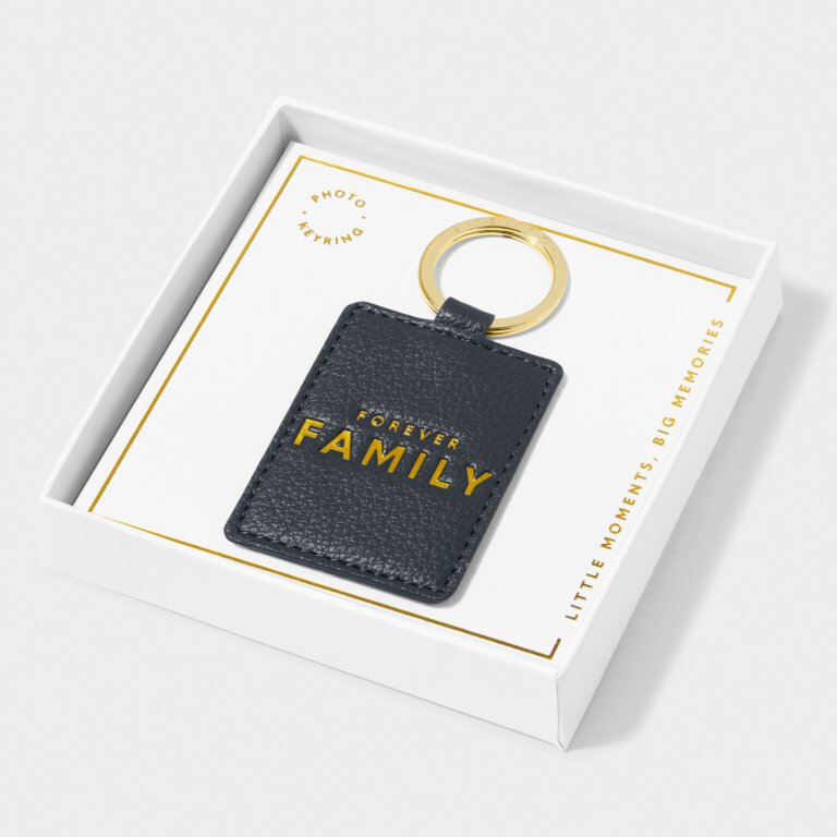 Beautifully Boxed Photo Keychain 'Forever Family' - Navy