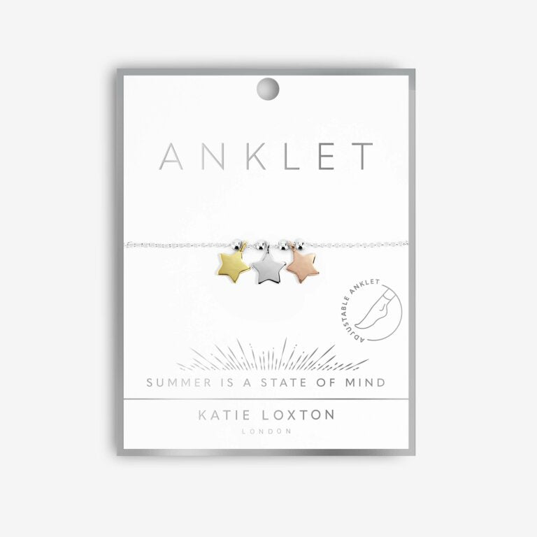 Anklet - Three Tone Stars  10.2