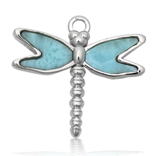 Load image into Gallery viewer, Blue Agate Gemstone Bracelet with Larimar Dragonfly Sterling Silver Charm

