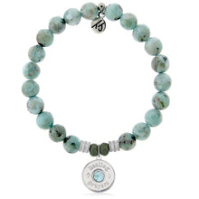 Load image into Gallery viewer, Larimar Charm Collection: Larimar Gemstone Bracelet with Larimar Healing Prayers Sterling Silver Charm
