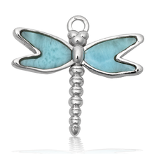 Load image into Gallery viewer, Moonstone Gemstone Bracelet with Larimar Dragonfly Sterling Silver Charm
