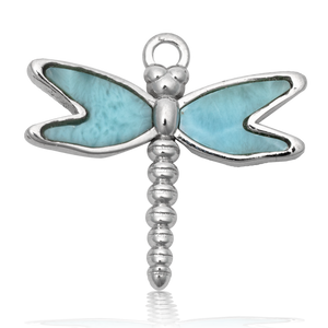 Moonstone Gemstone Bracelet with Larimar Dragonfly Sterling Silver Charm