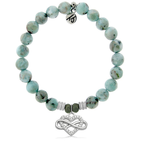 Larimar Gemstone Bracelet with Endless Love Sterling Silver Charm