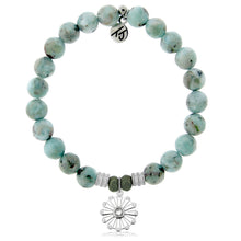 Load image into Gallery viewer, Larimar Gemstone Bracelet with Happiness Sterling Silver Charm
