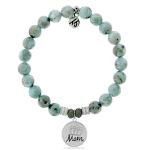 Load image into Gallery viewer, Larimar Gemstone Bracelet Mom Crown Sterling Silver Charm
