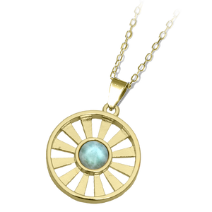 Larimar Sun Gold Charm Necklace