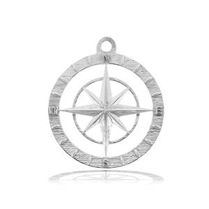 Lepidolite Quartz Gemstone Bracelet with Compass Rose Sterling Silver Charm