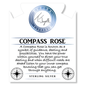 Lepidolite Quartz Gemstone Bracelet with Compass Rose Sterling Silver Charm