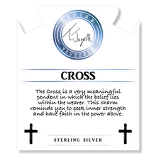 Load image into Gallery viewer, Lepidolite Quartz Gemstone Bracelet with Cross Sterling Silver Charm
