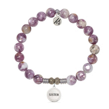 Load image into Gallery viewer, Lepidolite Quartz Gemstone Bracelet with Endless Love Sister Sterling Silver Charm
