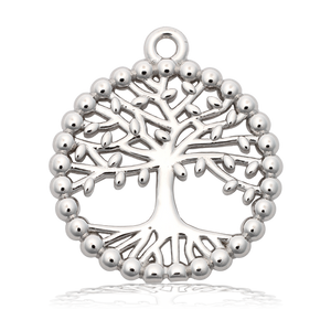 Lepidolite Quartz Gemstone Bracelet with Family Tree Sterling Silver Charm