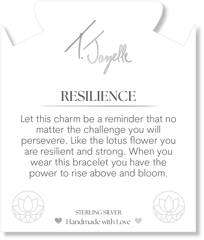 Lepidolite Quartz Gemstone Bracelet with Resilience Sterling Silver Charm