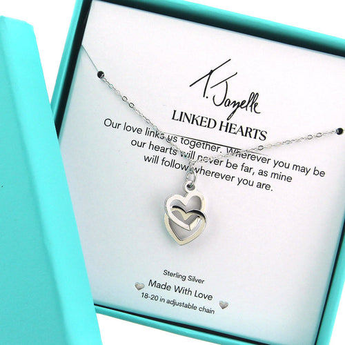 Linked Hearts Sterling Silver Charm Necklace