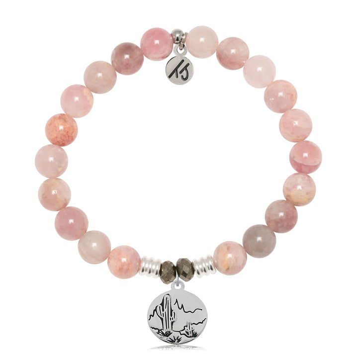 Madagascar Quartz Stone Bracelet with Cactus Sterling Silver Charm