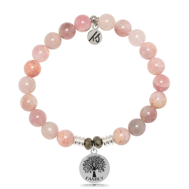 Madagascar Quartz Gemstone Bracelet with Family Tree Circle Sterling Silver Charm