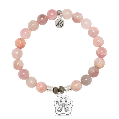 Madagascar Quartz Gemstone Bracelet with Paw CZ Sterling Silver Charm