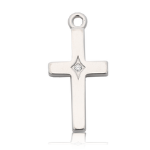 Load image into Gallery viewer, Moonstone Gemstone Bracelet with Cross CZ Sterling Silver Charm
