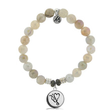 Load image into Gallery viewer, Moonstone Stone Bracelet with Nurse Sterling Silver Charm
