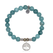 Load image into Gallery viewer, Mountain Jade Gemstone Bracelet with Family Tree Sterling Silver Charm
