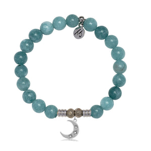 Mountain Jade Gemstone Bracelet with Friendship Stars Sterling Silver Charm