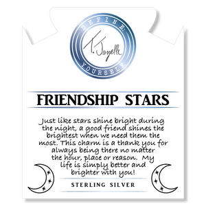 Multi Blue Jade Gemstone Bracelet with Friendship Stars Sterling Silver Charm