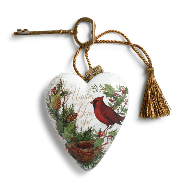 Winter Hope Cardinal Art Heart