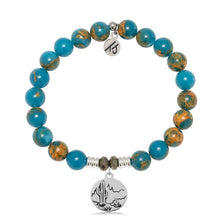 Load image into Gallery viewer, Ocean Jasper Gemstone Bracelet with Cactus Sterling Silver Charm
